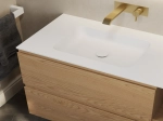 Plan vasque lavabo intégré au angle arrondi, sur mesure, Largeur 60 à 200 cm x Profondeur 40 à 60 cm, résine minérale ACRYSTONE® Finition lisse mate, Livraison Offerte et Rapide.